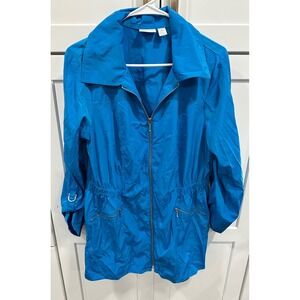 Zenergy by Chico's Blue Zip Up Lightweight Jacket Women's Size 2 L